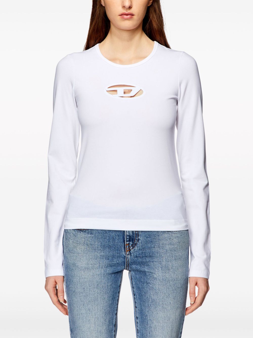 Shop Diesel T-angie Long-sleeved T-shirt In White