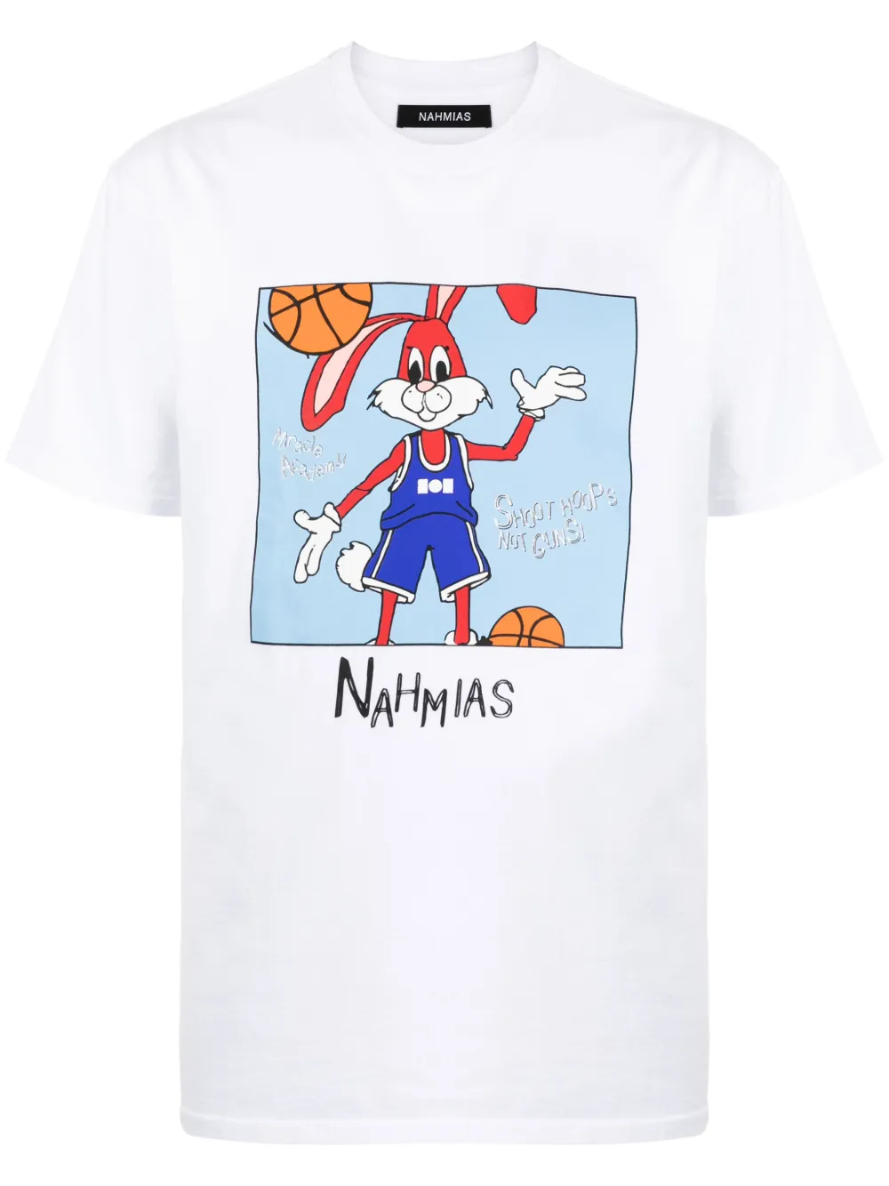 Shop Nahmias Shoot Hoops Cotton T-shirt In White