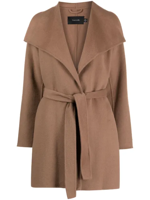 Tahari wrap-design belted coat 