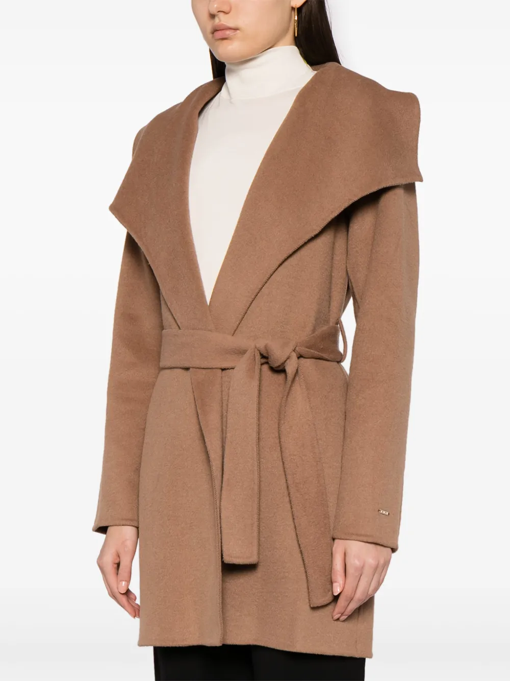  Tahari Wrap-design Belted Coat - Brown 