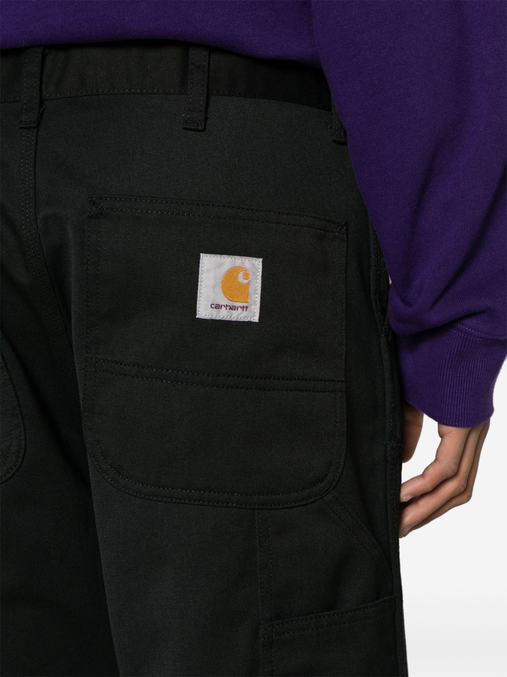 Shop Carhartt Double Knee Straight-leg Trousers In Black