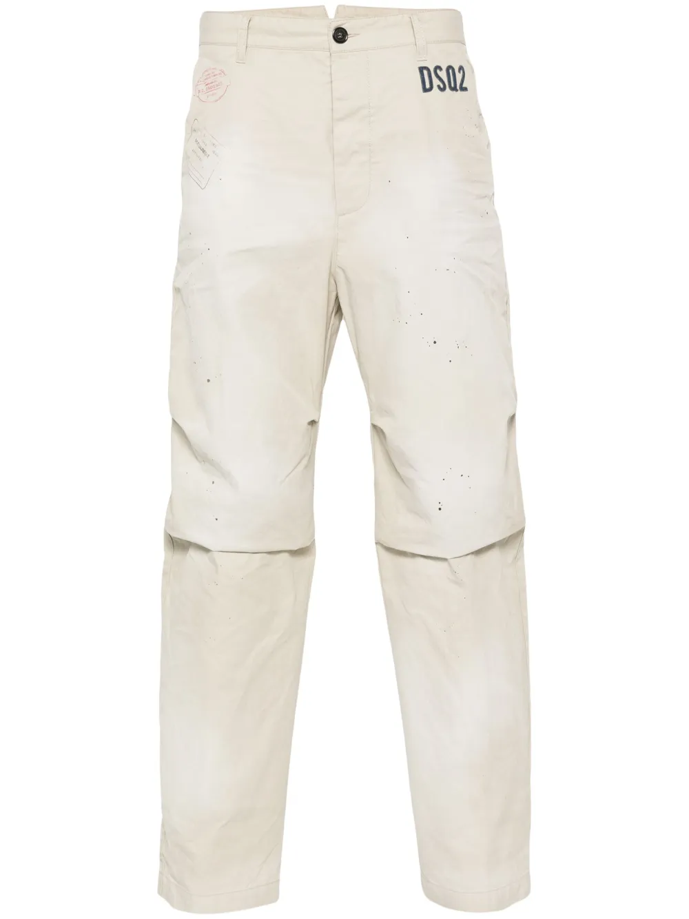 Shop Dsquared2 D2 Stamps Osaka Straight-leg Trousers In Neutrals