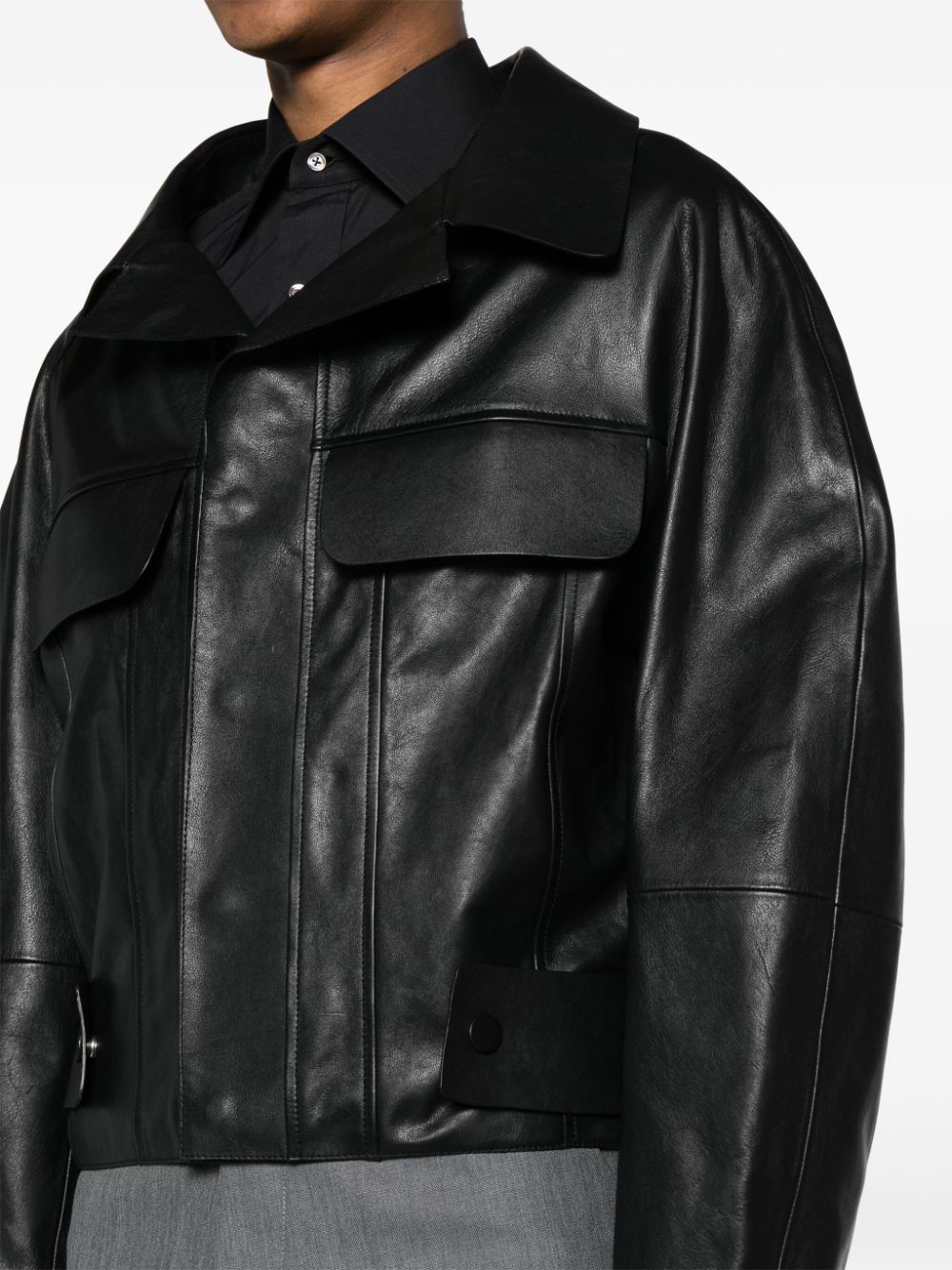 Shop Jacquemus Le Blouson Pilota Cuir Jacket In Black