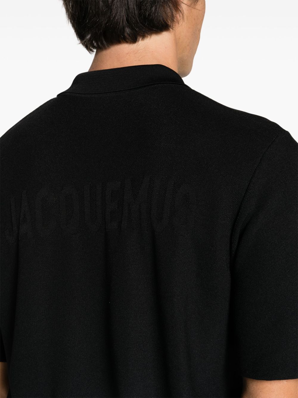 Shop Jacquemus Le Polo Maille Knitted Polo Top In Black