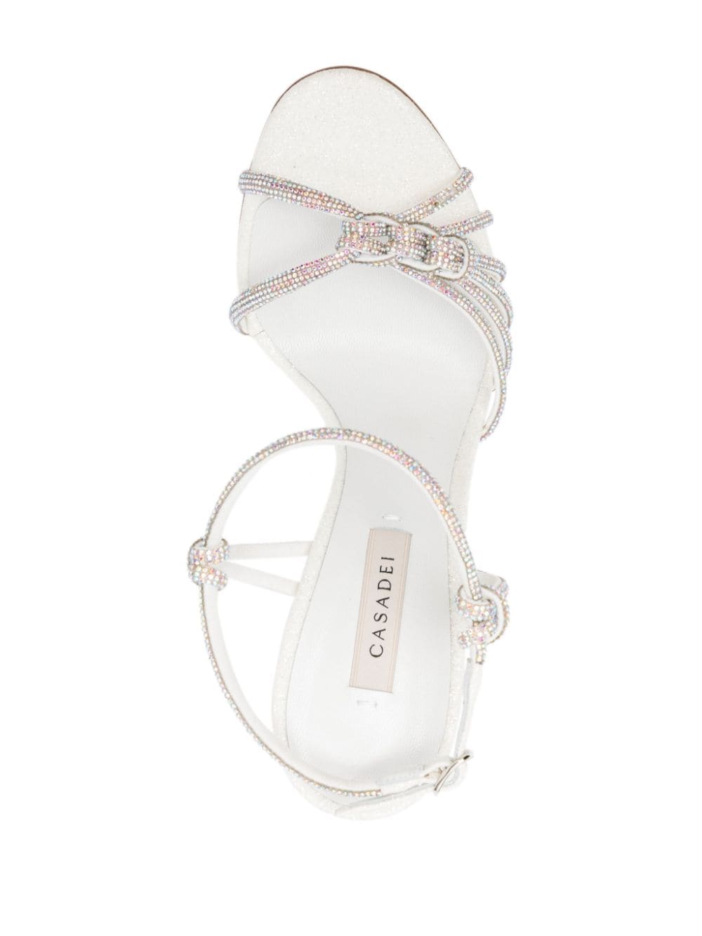 Shop Casadei 110mm Crystal-embellished Leather Sandals In White
