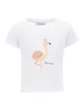 Mimi Tutu flamingo-print cotton T-shirt - White