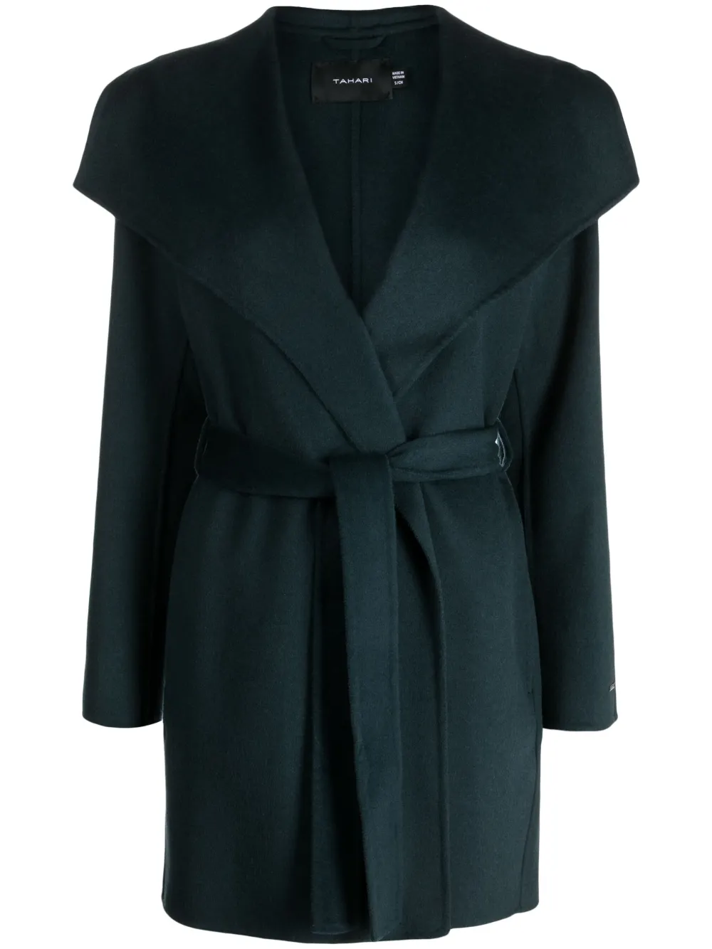 Tahari wrap-design belted coat | Green | Image 1
