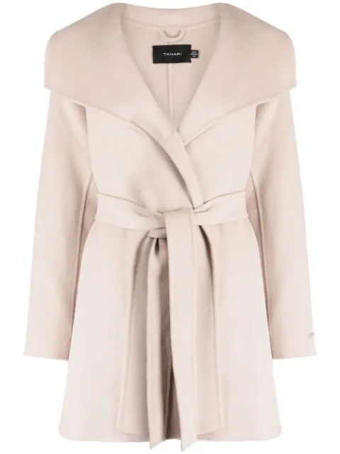 Tahari wrap-design belted coat 