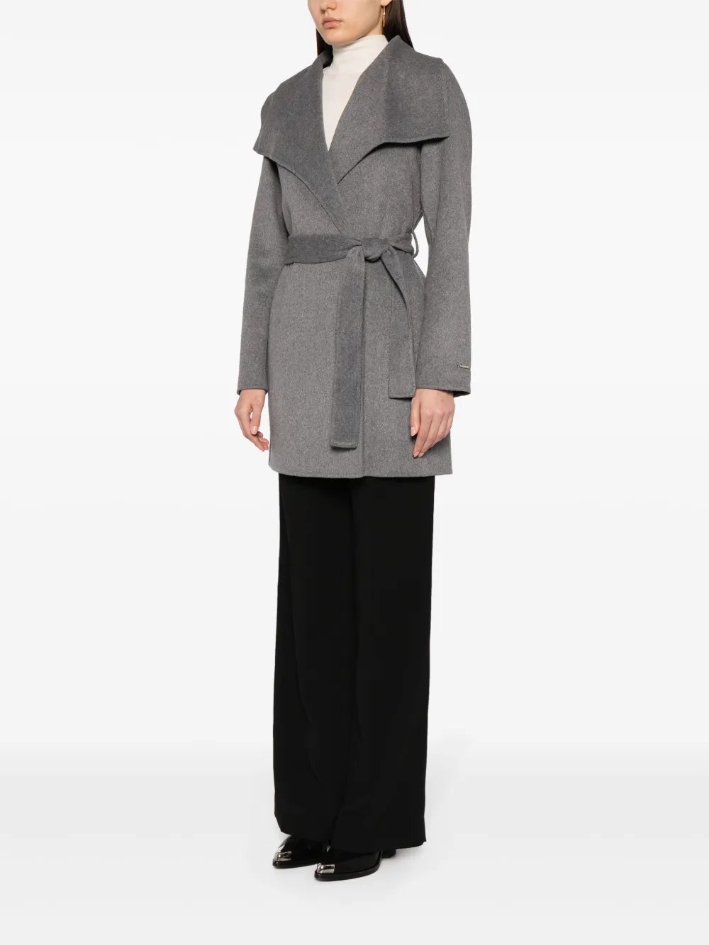  Tahari Wrap-design Belted Coat - Grey 