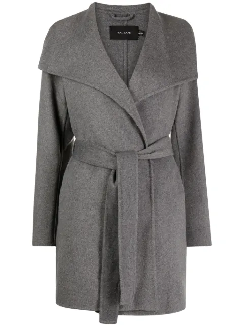 Tahari wrap-design belted coat 