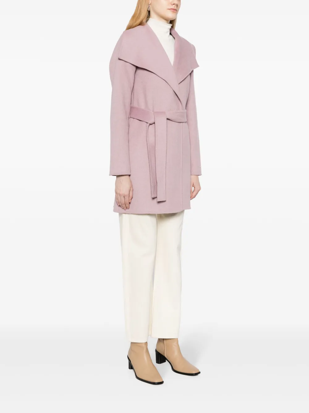  Tahari Wrap-design Belted Coat - Pink 