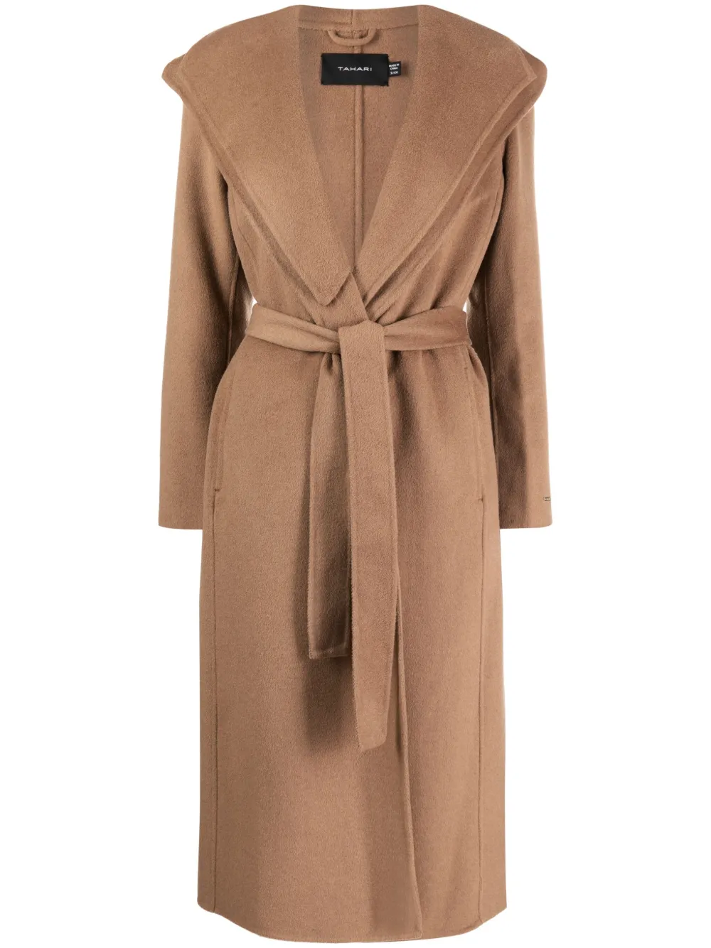 Tahari wrap-design belted maxi coat | Brown | Image 1