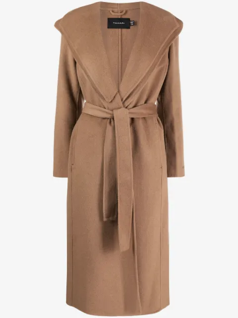 Tahari wrap-design belted maxi coat
