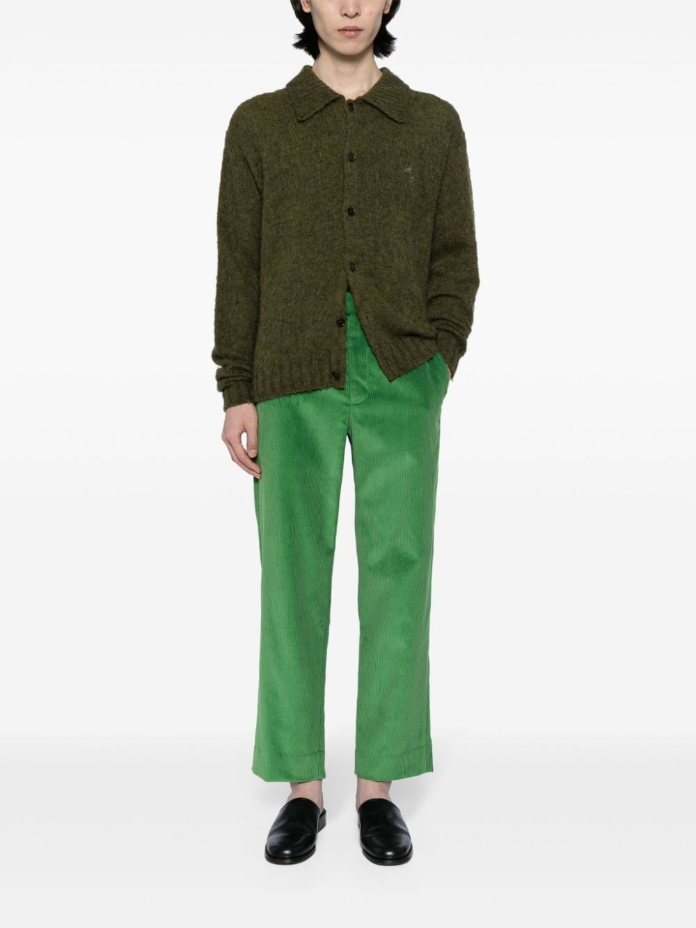 Shop Bode Straight-leg Cotton Corduroy Trousers In Green