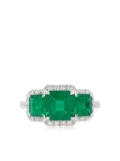 HYT Jewelry 18kt white gold diamond and emerald ring - Green