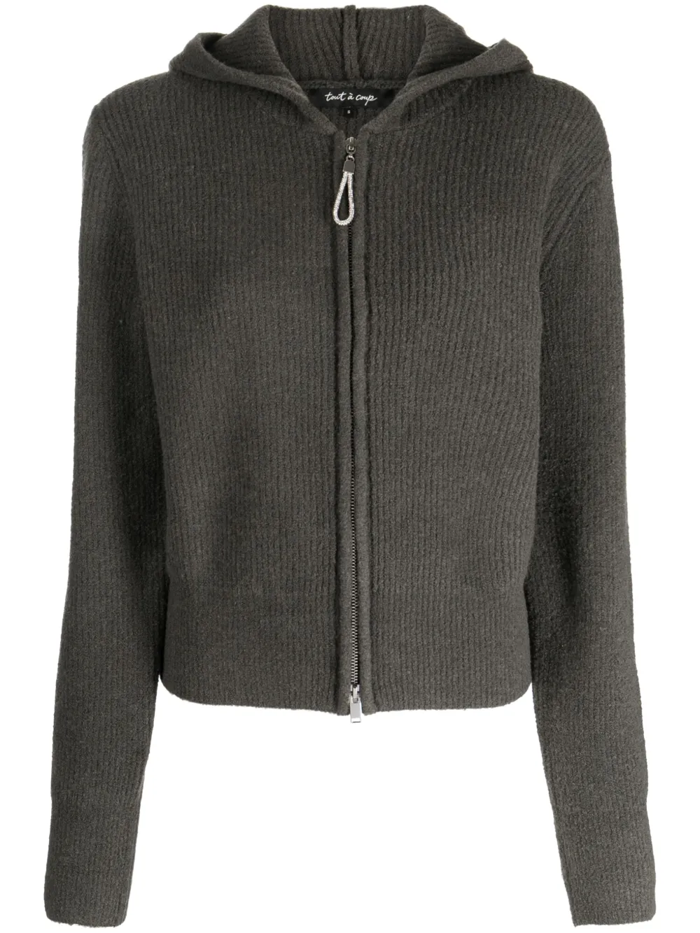 Tout A Coup Zip-up Knitted Hoodie In Gray