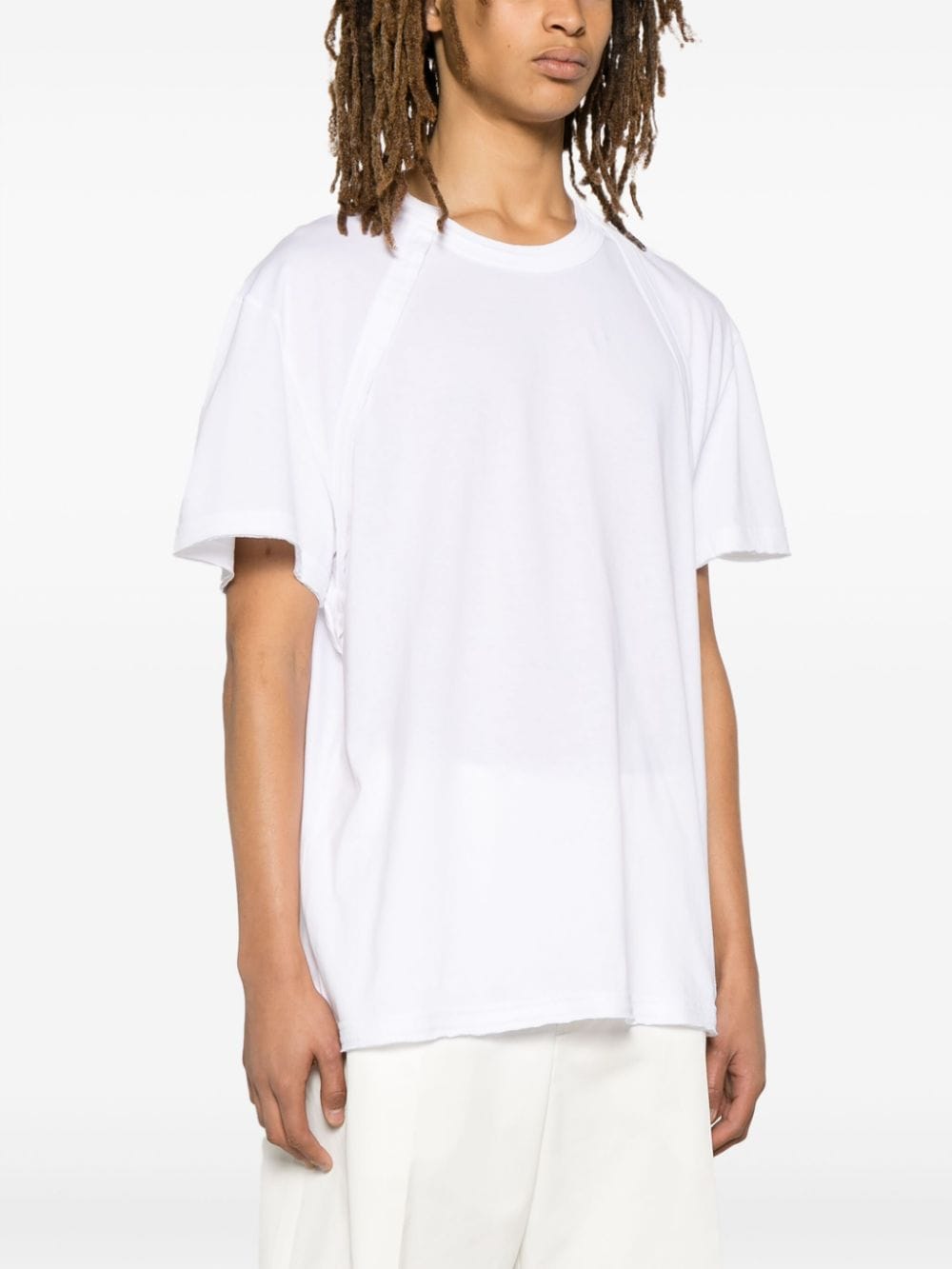 Shop Alexander Mcqueen Harness-effect Cotton T-shirt In White