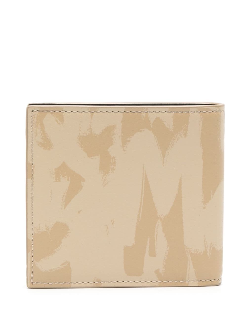 Shop Alexander Mcqueen Graffiti-print Leather Cardholder In Nude