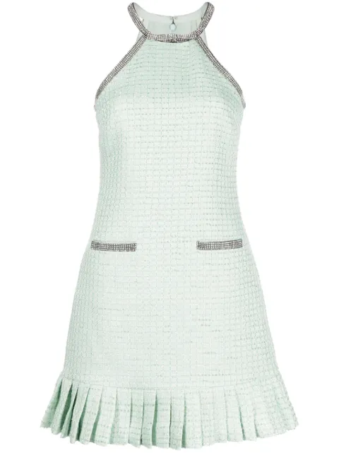 Self-Portrait crystal-embellished bouclé minidress