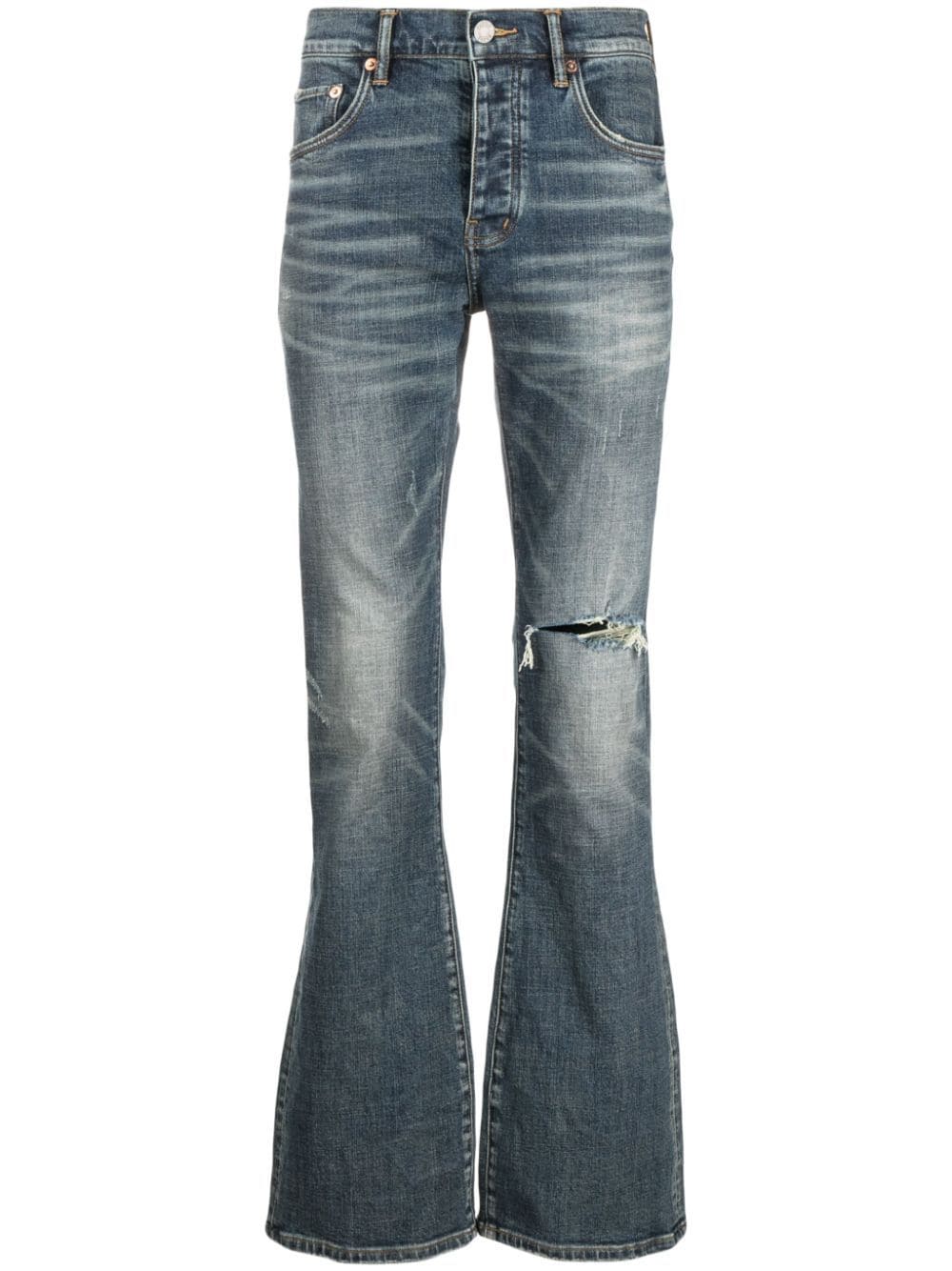 Shop Purple Brand P004 Low-rise Flared Jeans In Blue