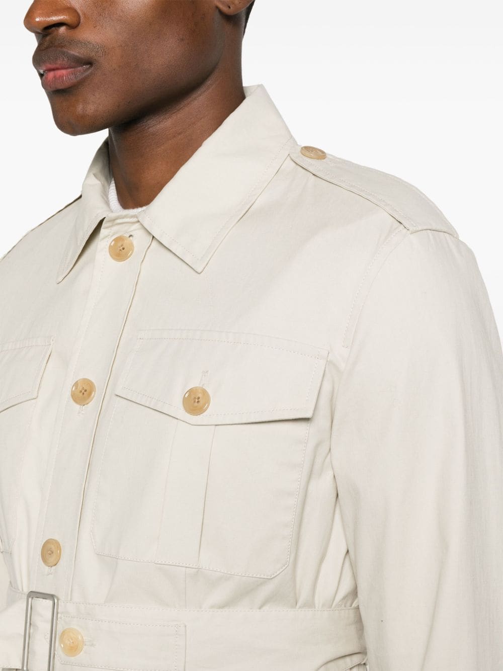 Shop Fursac Cotton Military Jacket In Neutrals