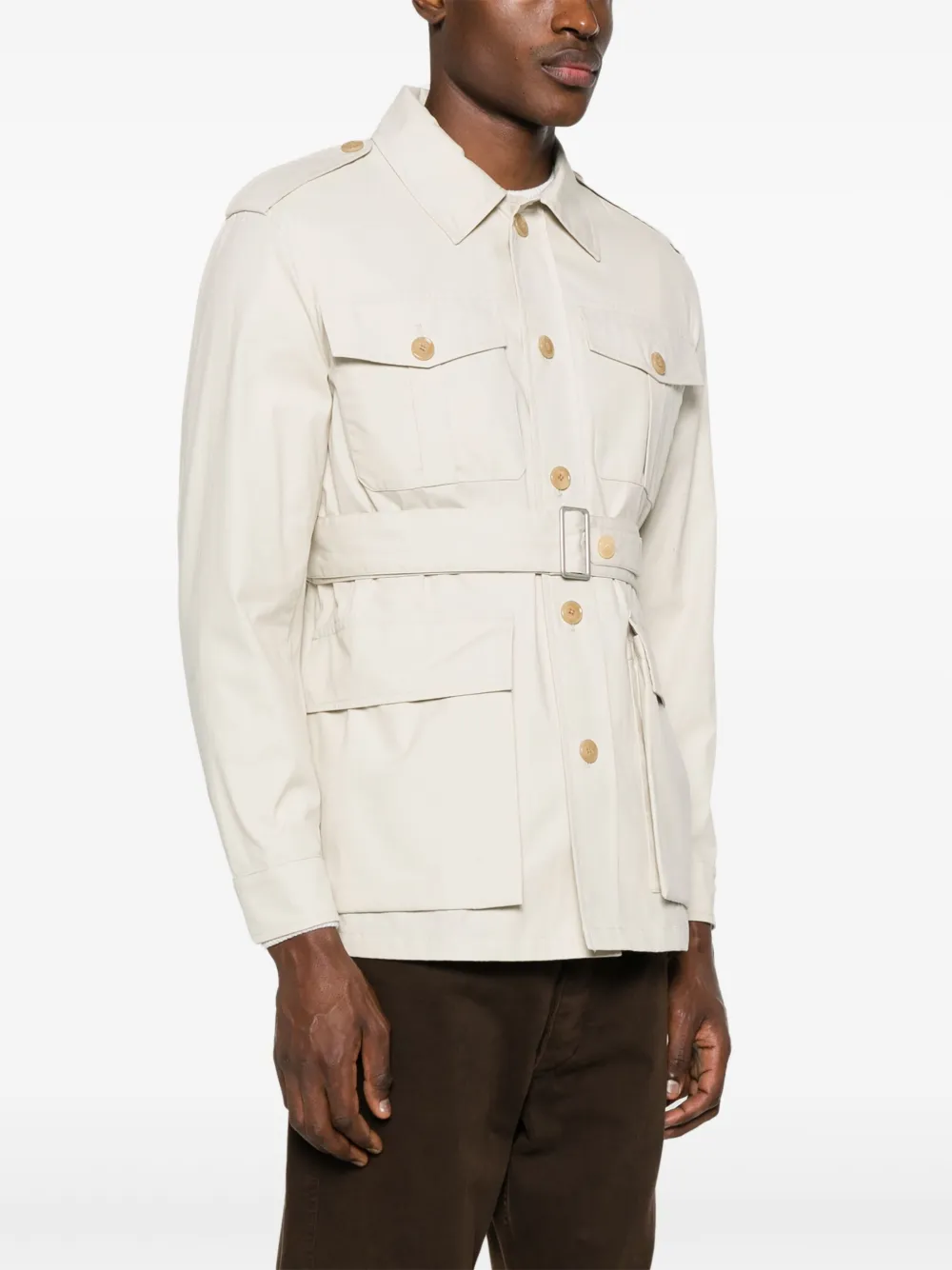 Shop Fursac Cotton Military Jacket In Neutrals