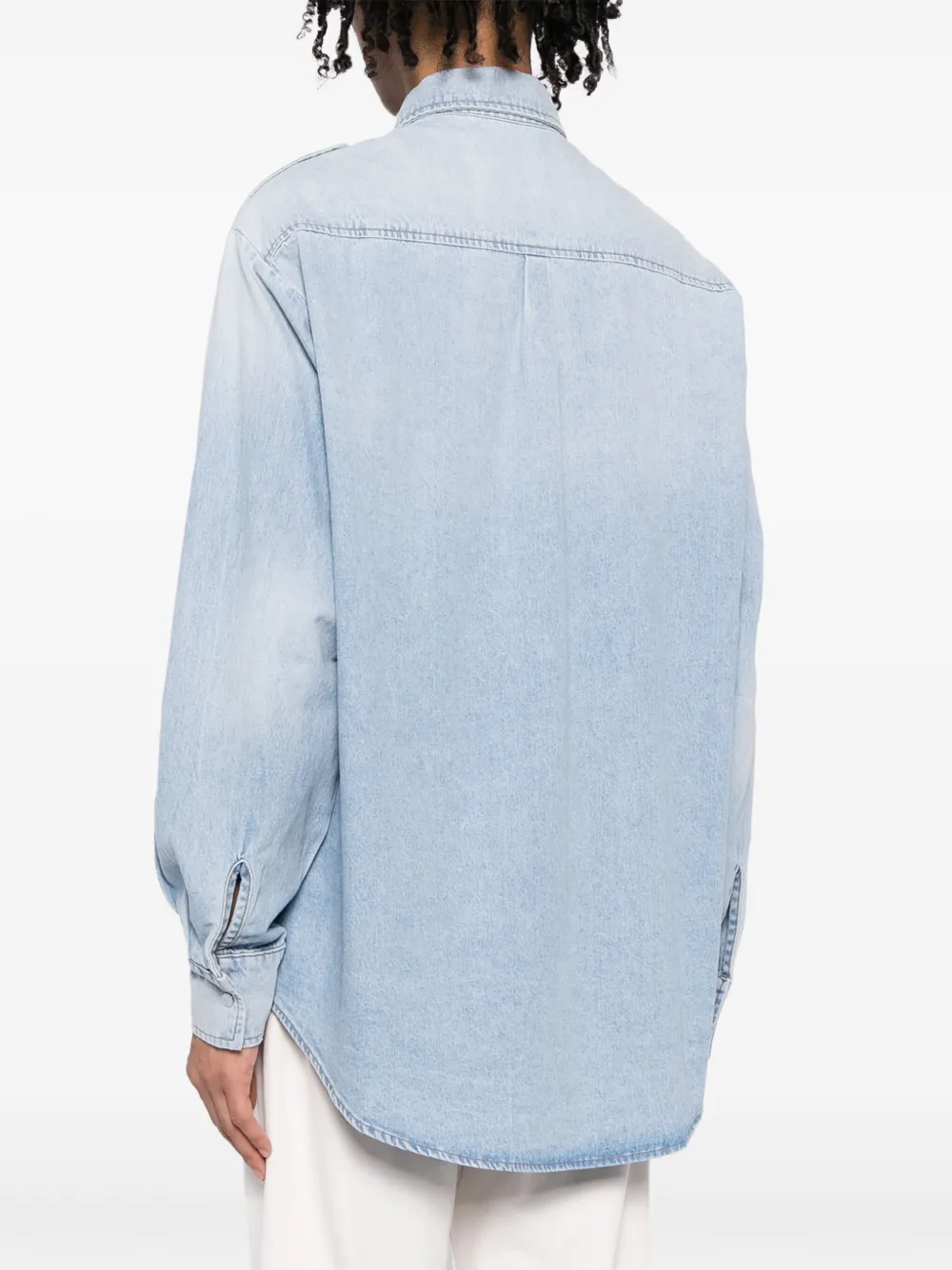 Shop Bally Long-sleeve Denim Shirt In 蓝色