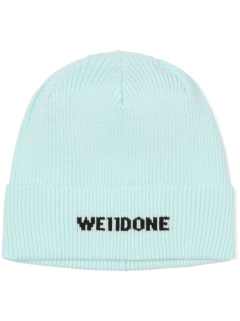 We11done logo-intarsia ribbed beanie