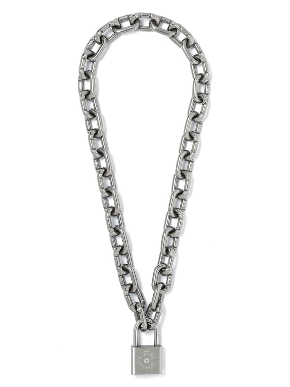 Shop Random Identities Padlock-detail Cable-link Chain Necklace In Silver