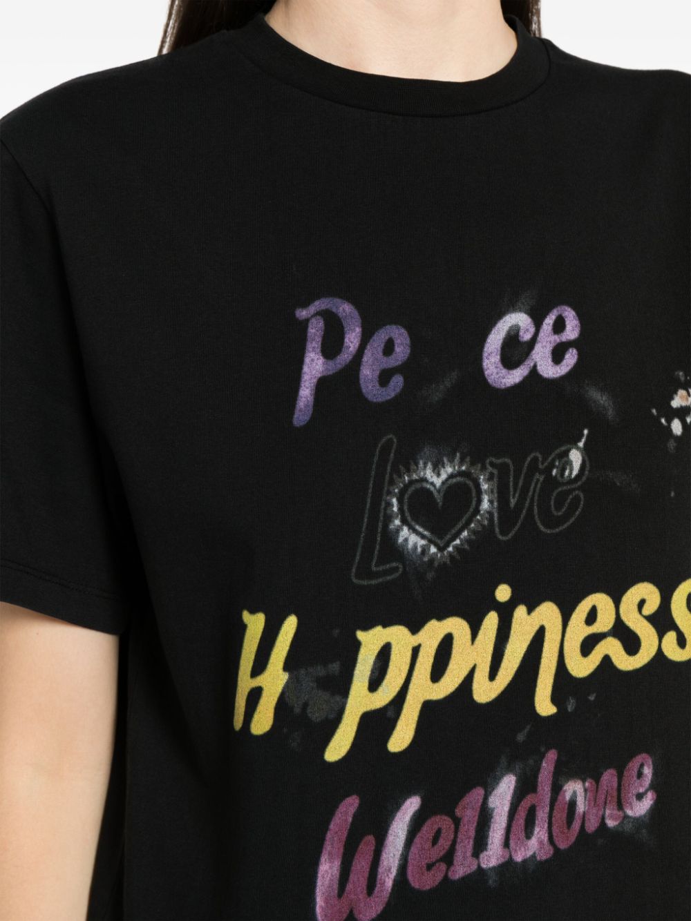 Shop We11 Done Slogan-print Cotton T-shirt In Schwarz