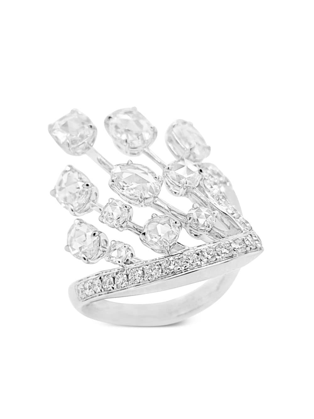 Hyt Jewelry 18kt White Gold Diamond Asymmetric Ring