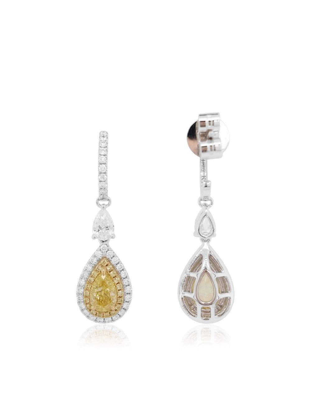 Shop Hyt Jewelry 18kt White Gold Diamond Drop Earrings In Yellow