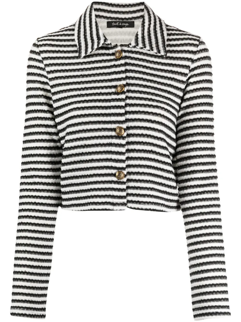 tout a coup bouclé stripe-pattern top - Bianco