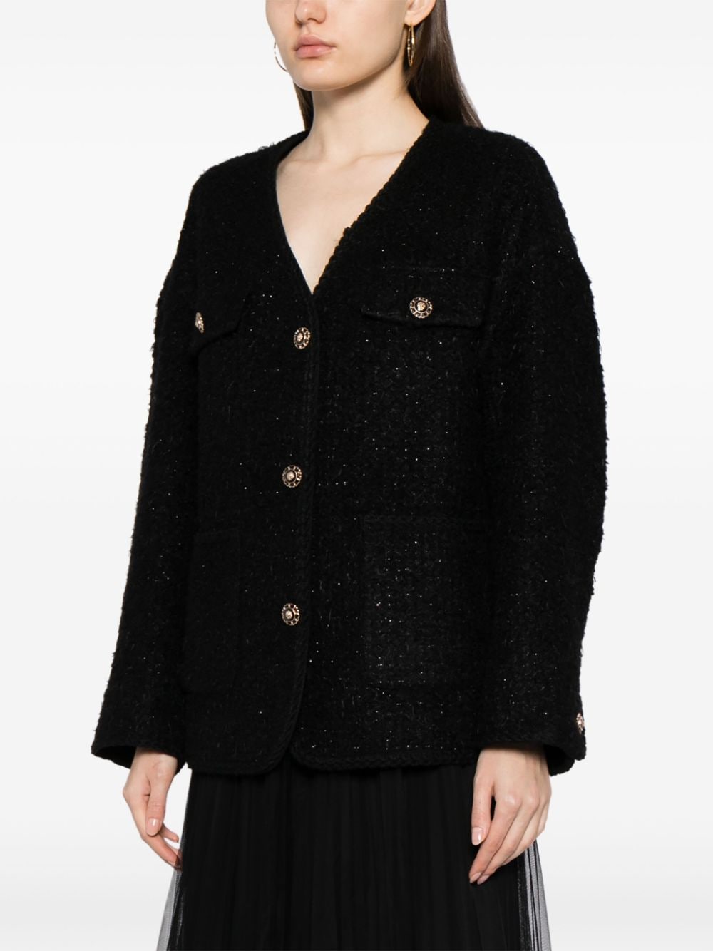 Shop Tout A Coup Tweed Button-up Jacket In Schwarz