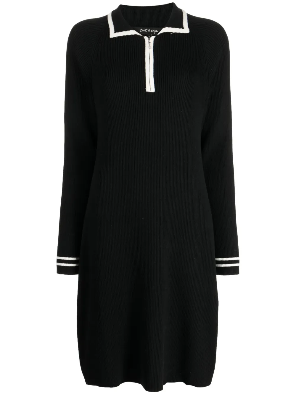 Tout A Coup Stripe-trim Polo Dress In Schwarz