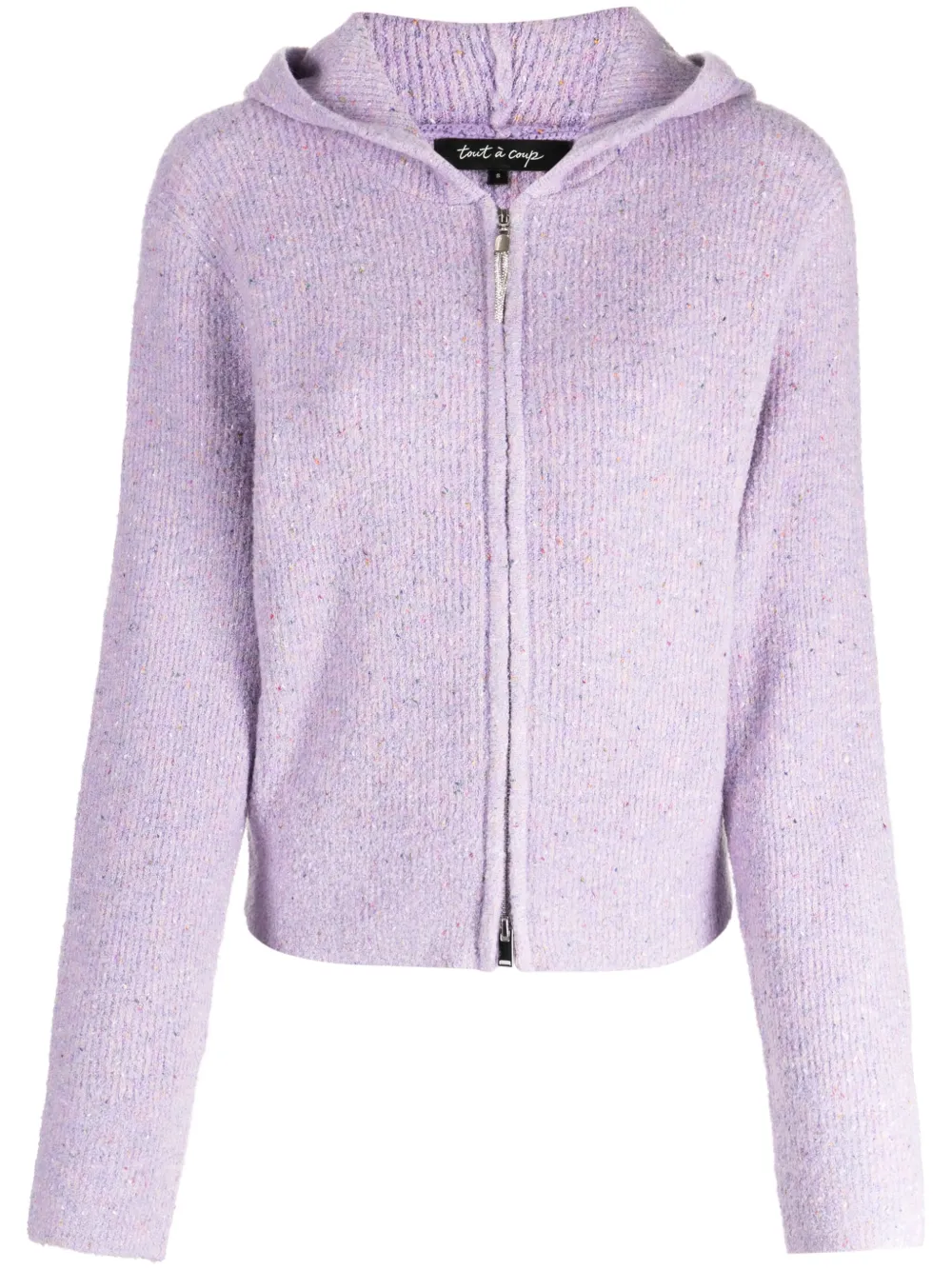 Tout A Coup Zip-up Knitted Hoodie In Violett