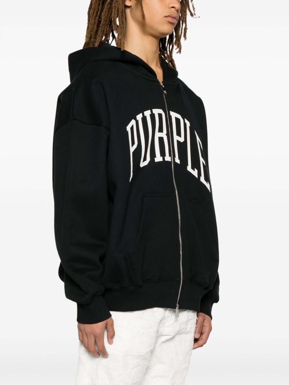 Purple Brand Katoenen hoodie met logoprint Zwart