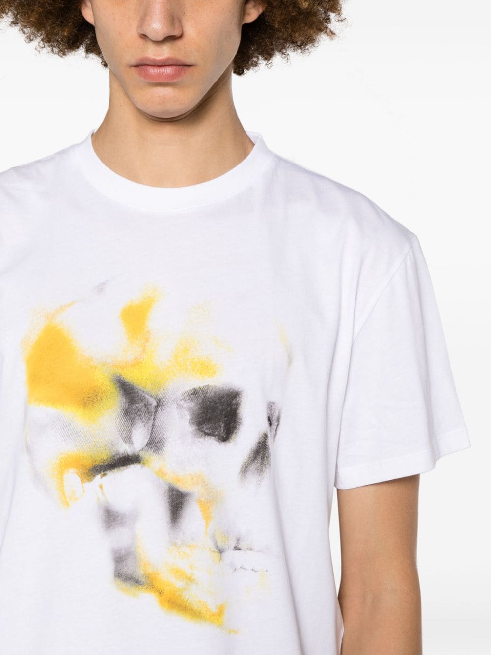 Shop Alexander Mcqueen Skull-print Cotton T-shirt In White