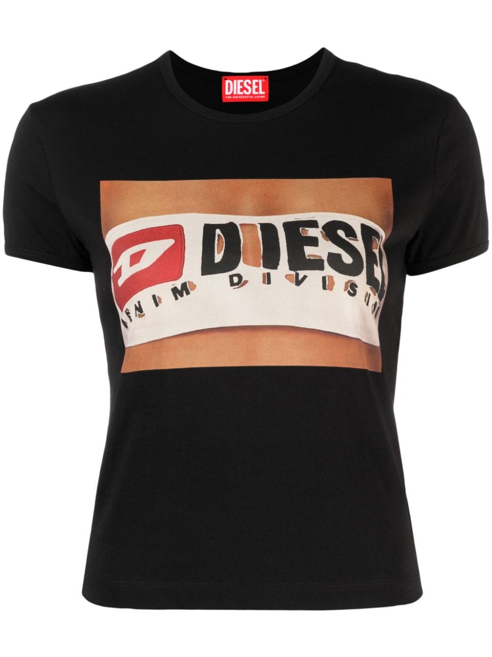Diesel Katoenen T-shirt met logoprint Zwart