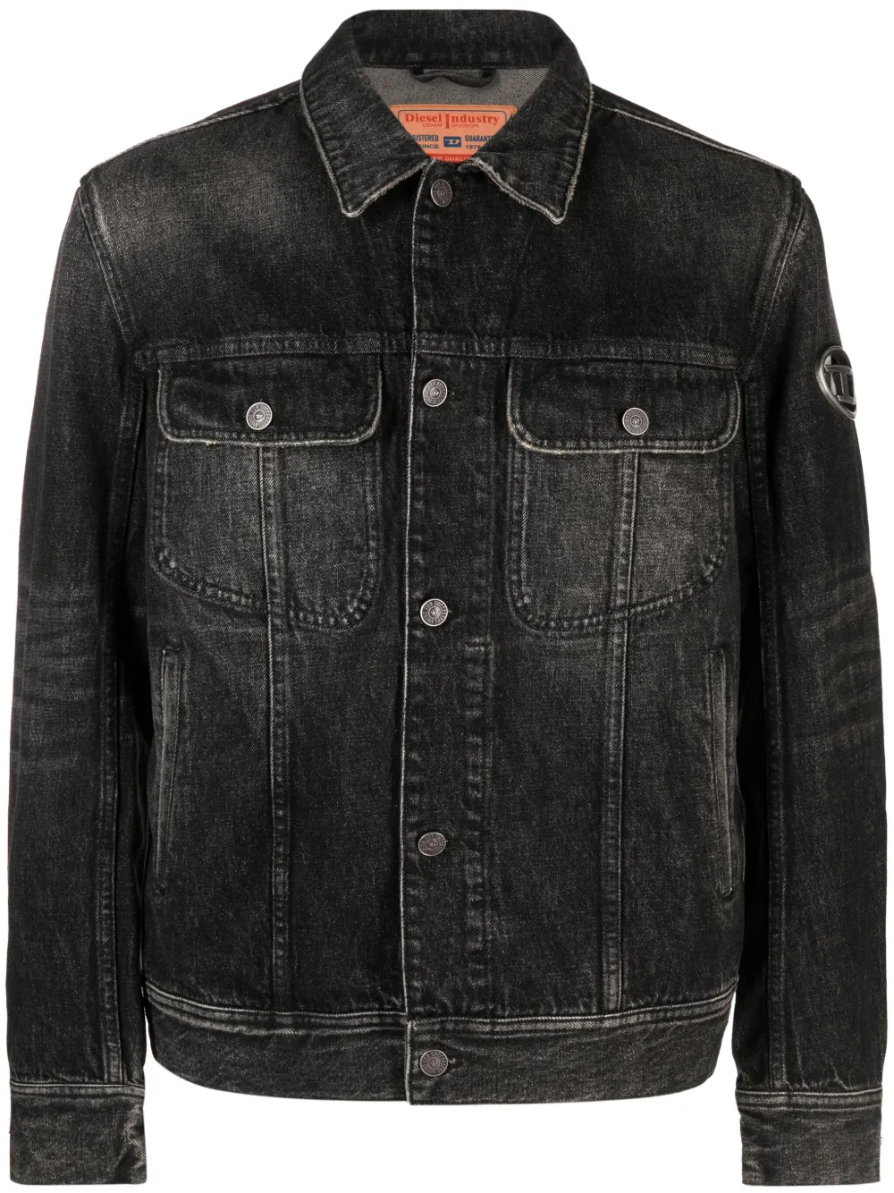 Diesel Logo-plaque Denim Jacket In Black