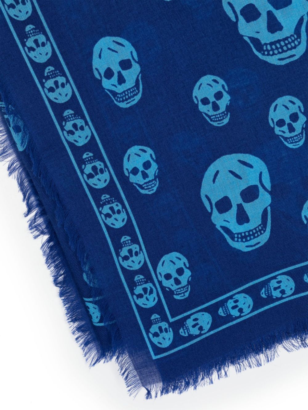 Shop Alexander Mcqueen Skull-print Wool Scarf In Blue