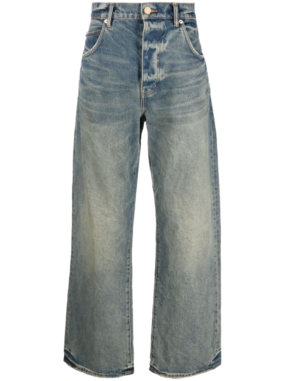 Shop Purple Brand P018 Drop-crotch Wide-leg Jeans In Blue