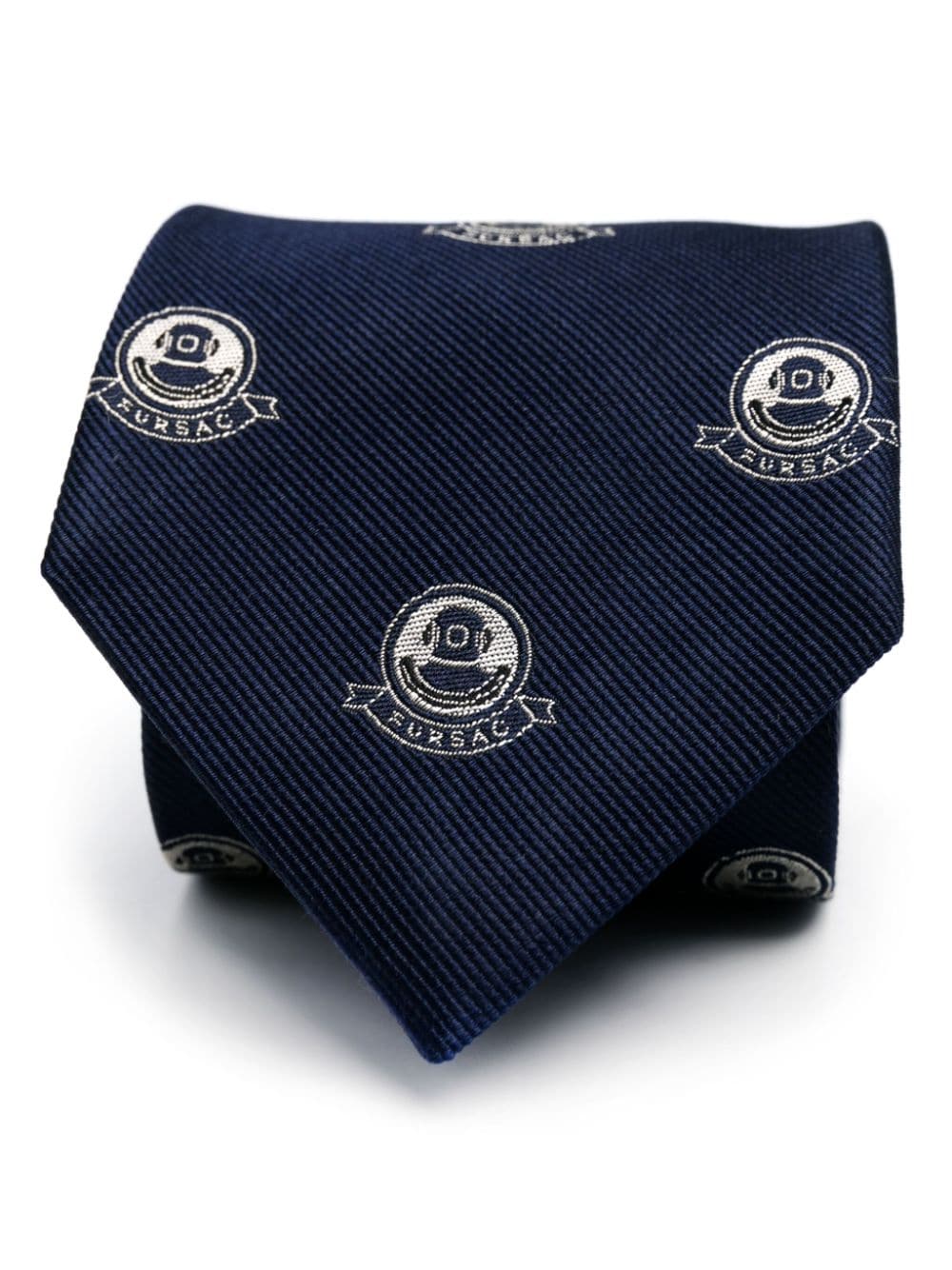 FURSAC Zijden stropdas met logo jacquard - Blauw