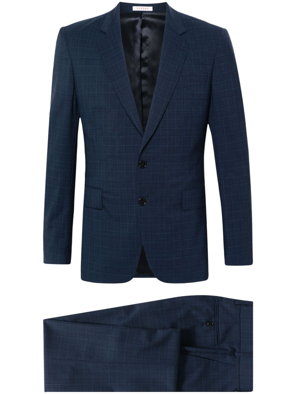 Fursac Prince-of-wales-check Wool Suit In Blue