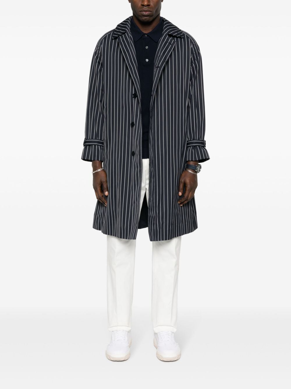 FURSAC striped belted trench coat - Blauw