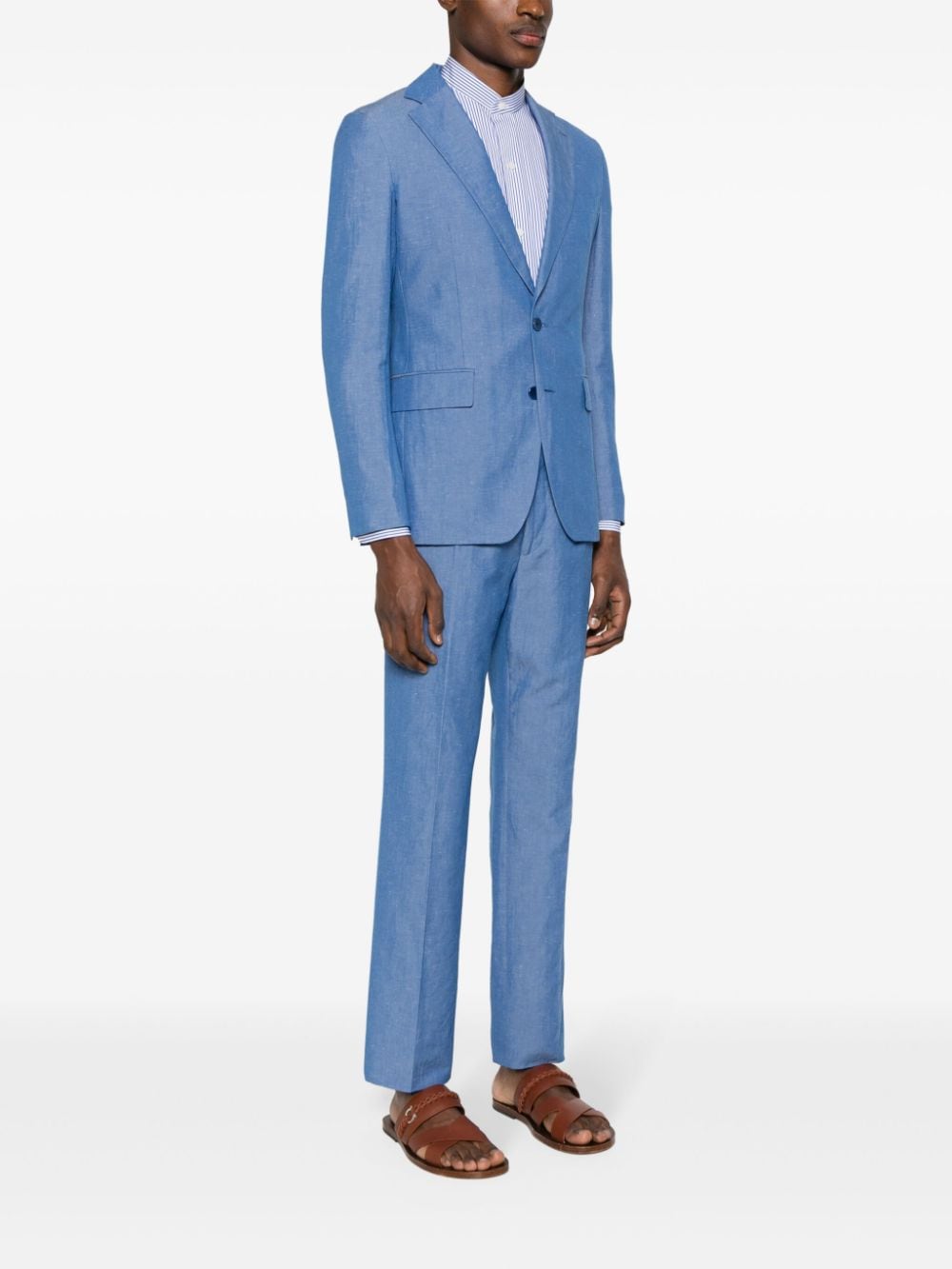 Shop Fursac Chambray Single-breasted Suit In Blau