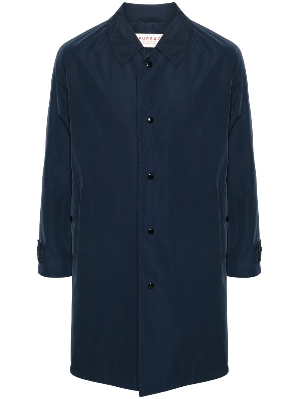 Fursac Stud-fastening Cotton Raincoat In Blue