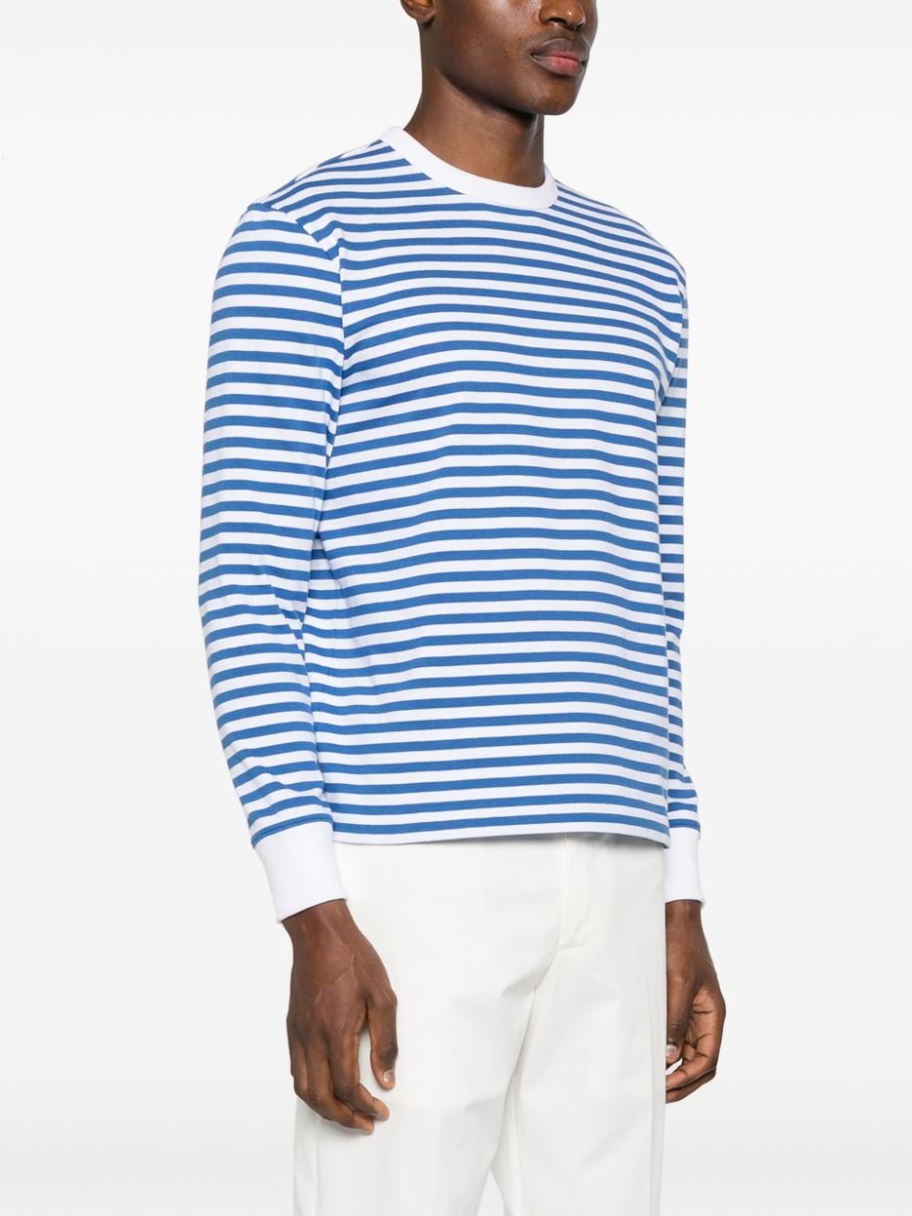 Shop Fursac Striped Crew-neck Sweatshirt In Blue