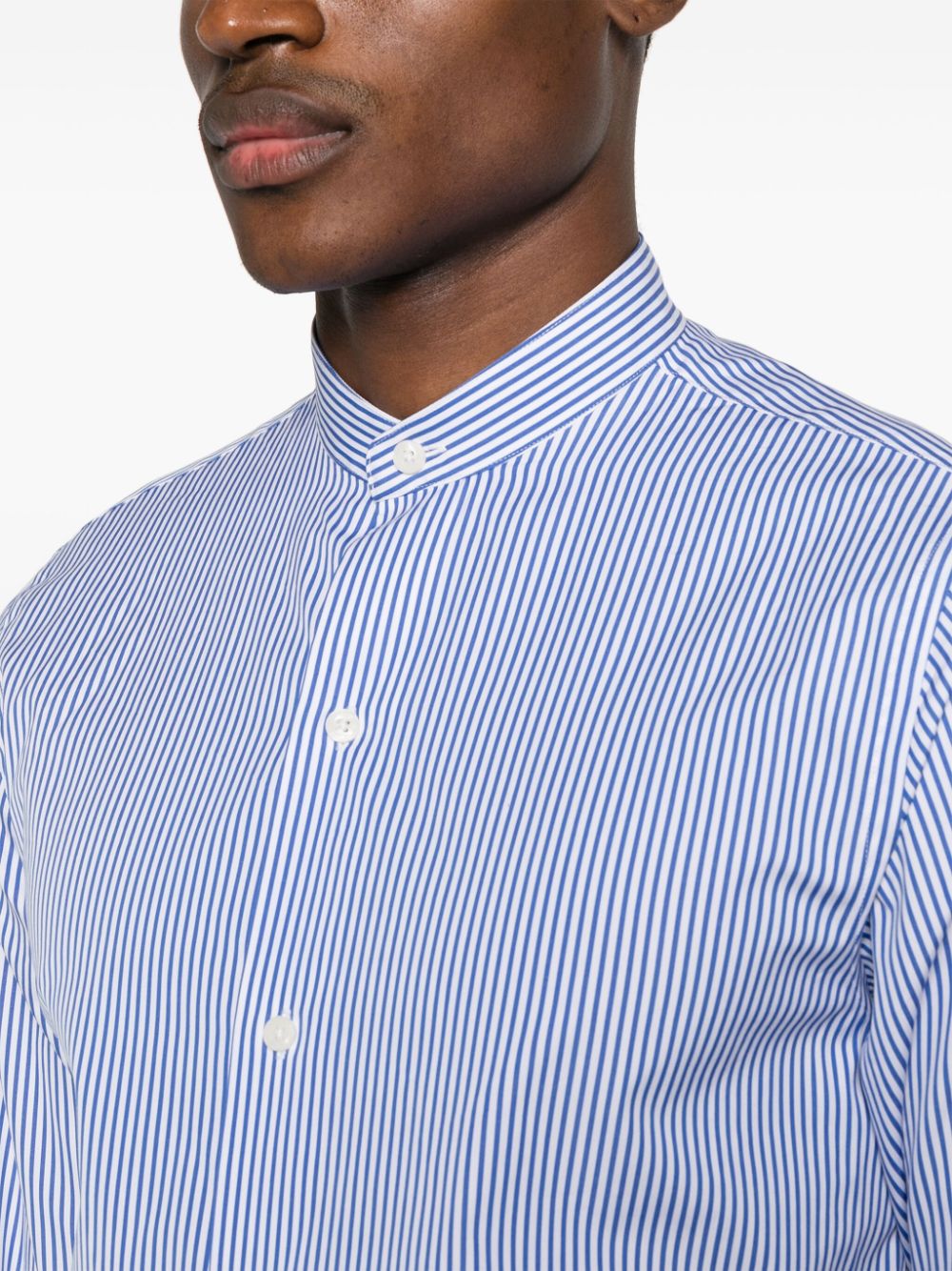Shop Fursac Striped Poplin Shirt In Blau