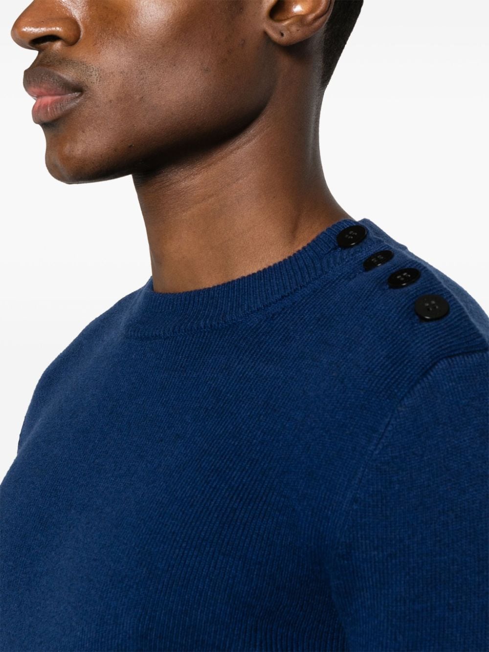 Shop Fursac Shoulder-buttoned Jumper In Blue